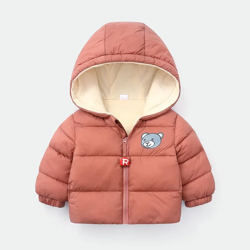 Winter Baby Boys Fleece Jacket For Kids Cartoon Bear Zipper Coat Autumn Boy Warm Hooded Down Jackets Children Outerwear Clothing