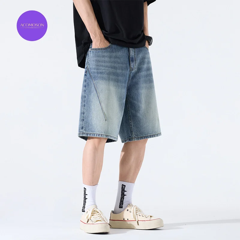 ACOMOSON XXS To 8XL Size Luxury Quality Denim Shorts For Men Summer Casual Travel Workout Street Straight Oversize Jean Shorts