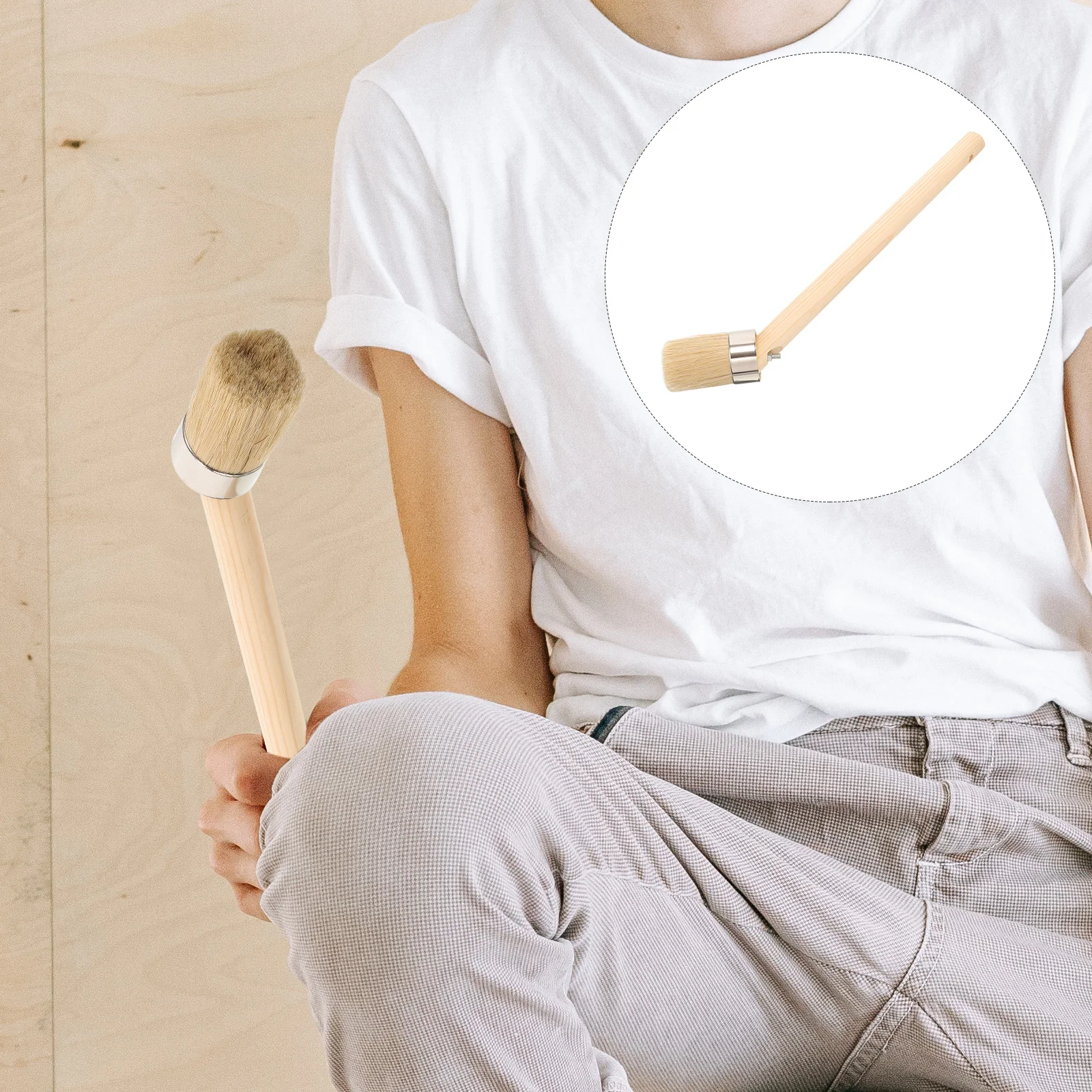 

Paint Brush Wood Handle Bristle for Acrylics Stain Walls Furniture DIY Enthusiasts Precise Smooth Application Paint