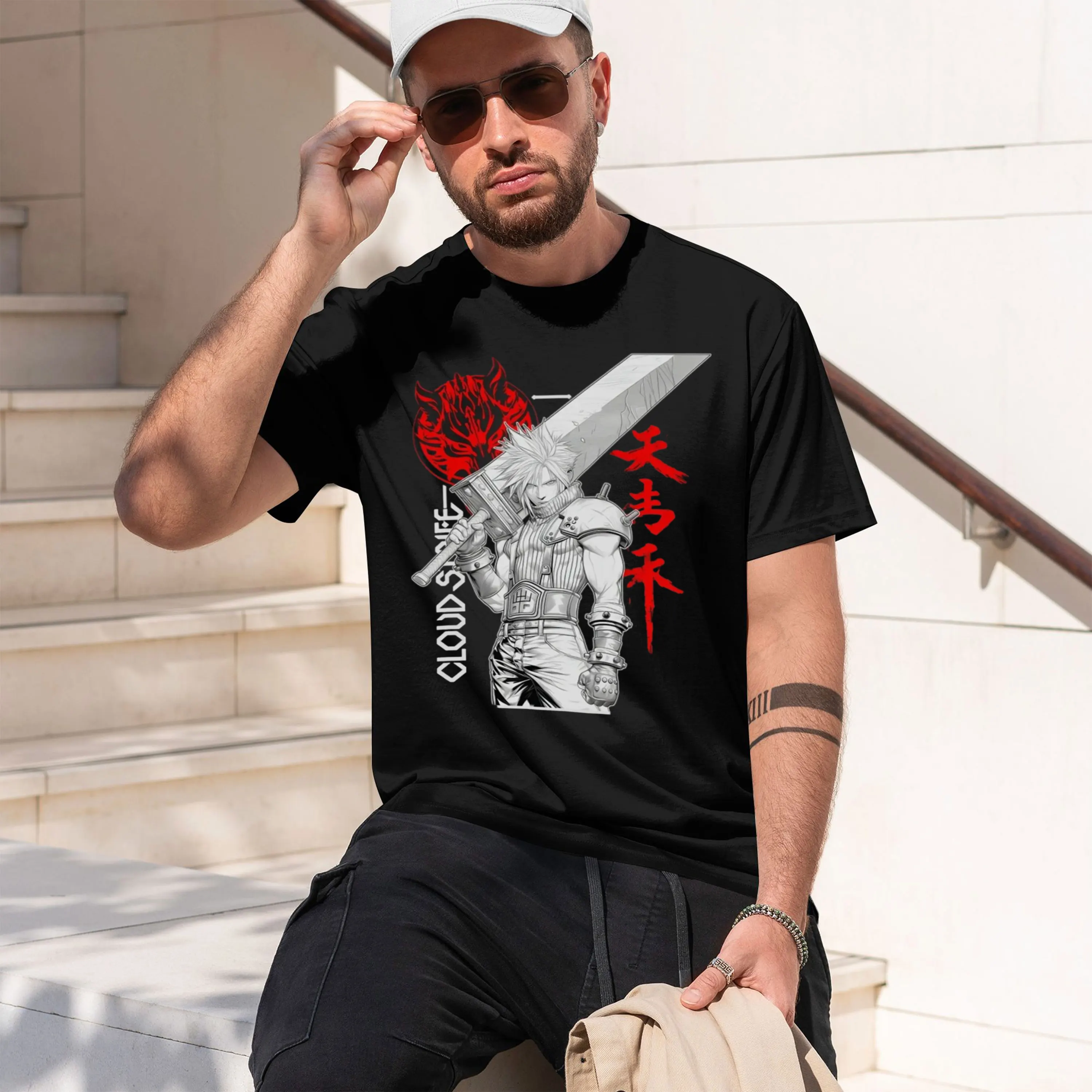 FINAL FANTASY 7 Cloud Strife Anime T Shirt Men Softstyle Tee Gaming Streetwear Graph T-Shirt for Gamers Stylish Japanese Shirt 2