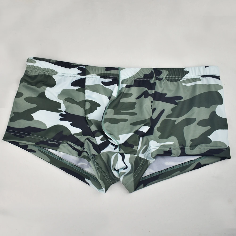 1pc Men's Camouflage Boxer Briefs Comfy Sexy Underwear Bulge Pouch Boxers Shorts Lingerie Underpants Low Waist Man Panties