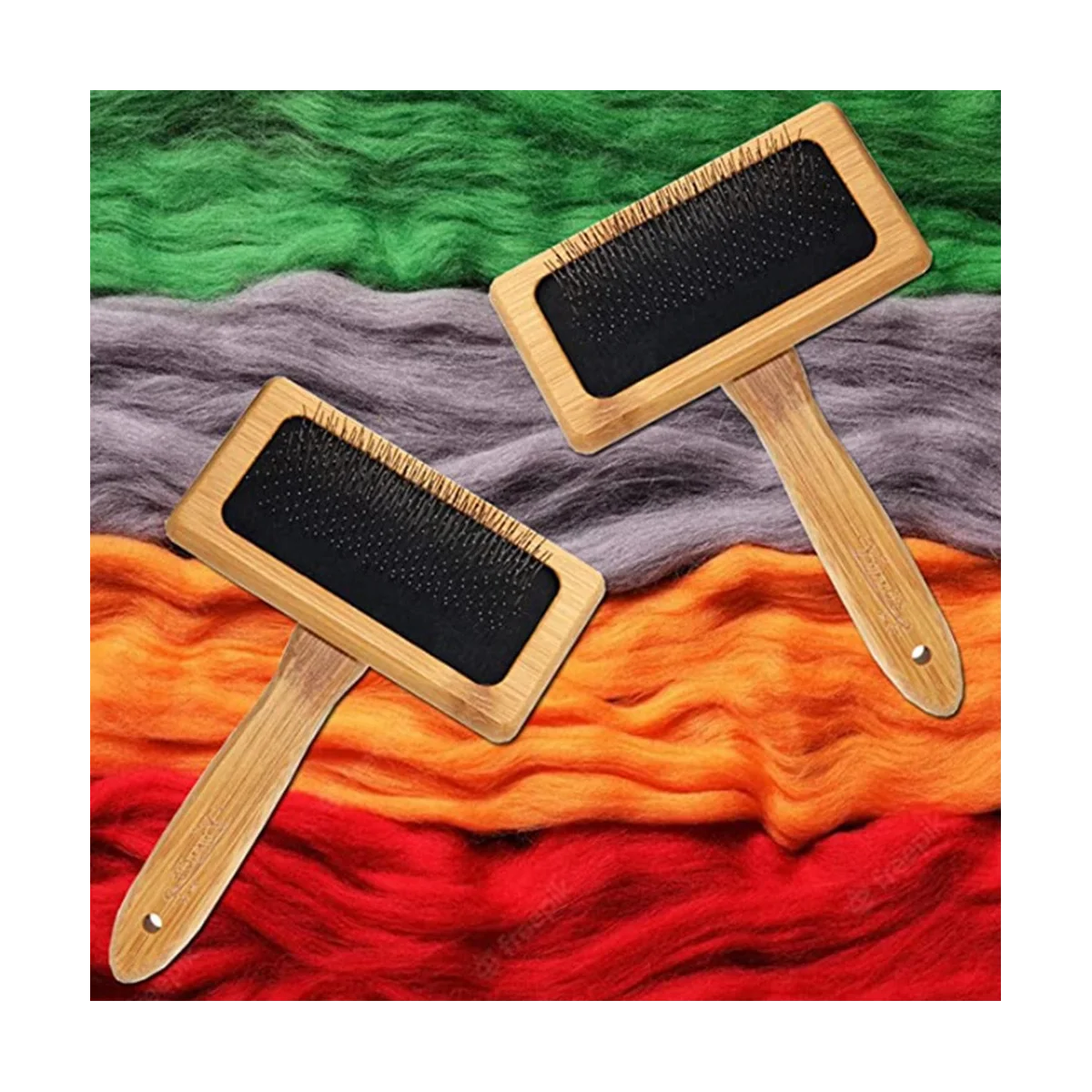 Wooden Carding Brushes Needle Felting Cleaner Comb with Handle Professional Needle Felting Hand Carders for Spinning