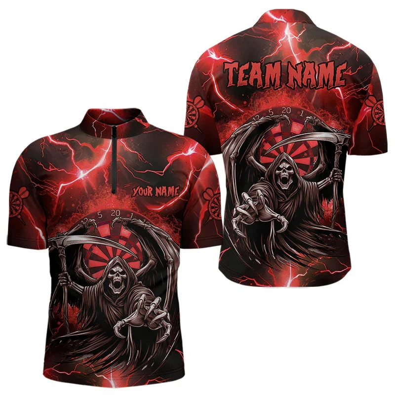 PLstar Cosmos' new personalized 3D printed red dart pattern polo shirt, unisex, casual team throwing sports series -22