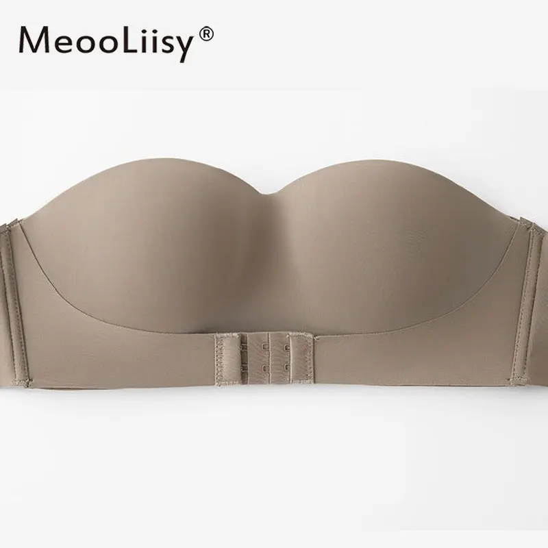 MeooLiisy Tube Top Strapless Lingerie for Women Front Buckle Beautiful Back Push Up Bras Non-slip Invisible Underwear