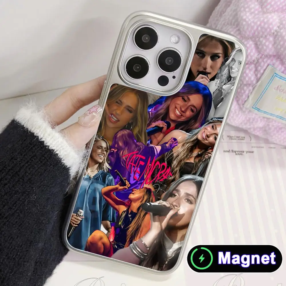 

Tate Mcrae Phone Case for iPhone 17 16 15 14 13 12 11 Air Pro Max Plus Electroplated Silver Magnet Cover