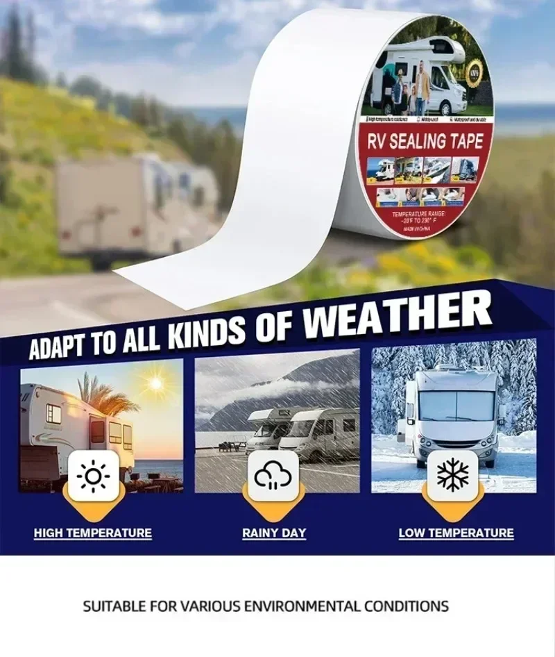 Professional White RV Roof Sealant Tape - Heavy Duty Waterproof Repair for Trailer Roof Leak, Solar Panel Systems, Camper, Boat