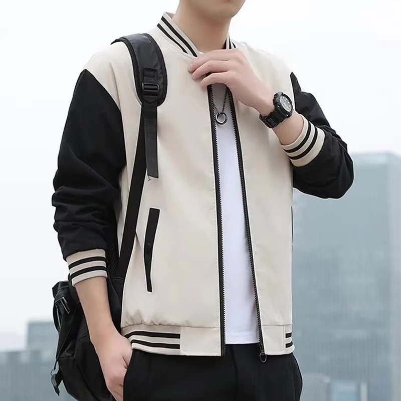 Casual Men's Jacket  Spring Autumn New Stand Collar High End Trendy Baseball Uniform Fashion Windbreaker Youth Popular Ou...