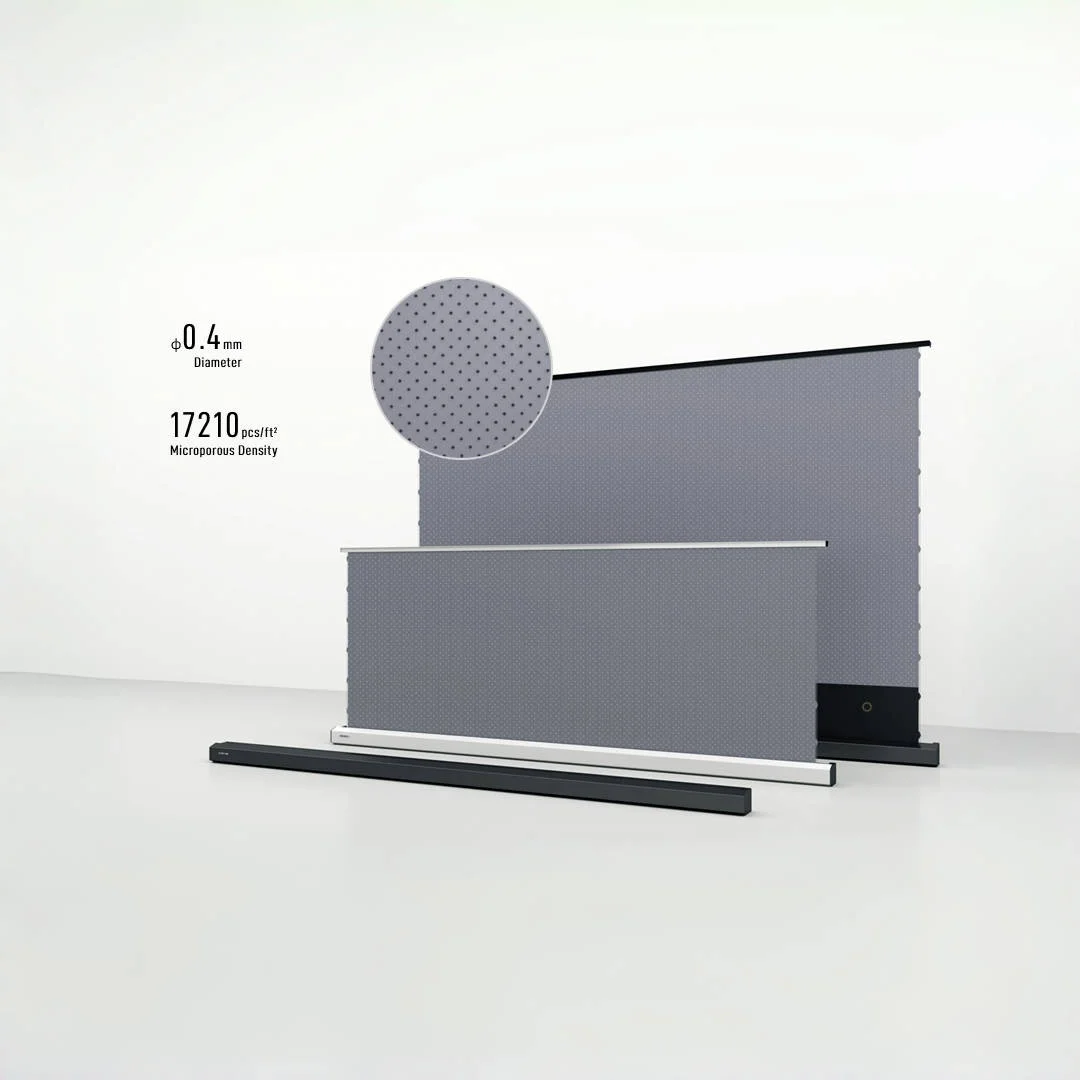 

Silent Lift Floor Projector Screen - Perforated Acoustic Aperture 0.4mm Anti-Light Tech Fast Install for Optimal Sound & Picture