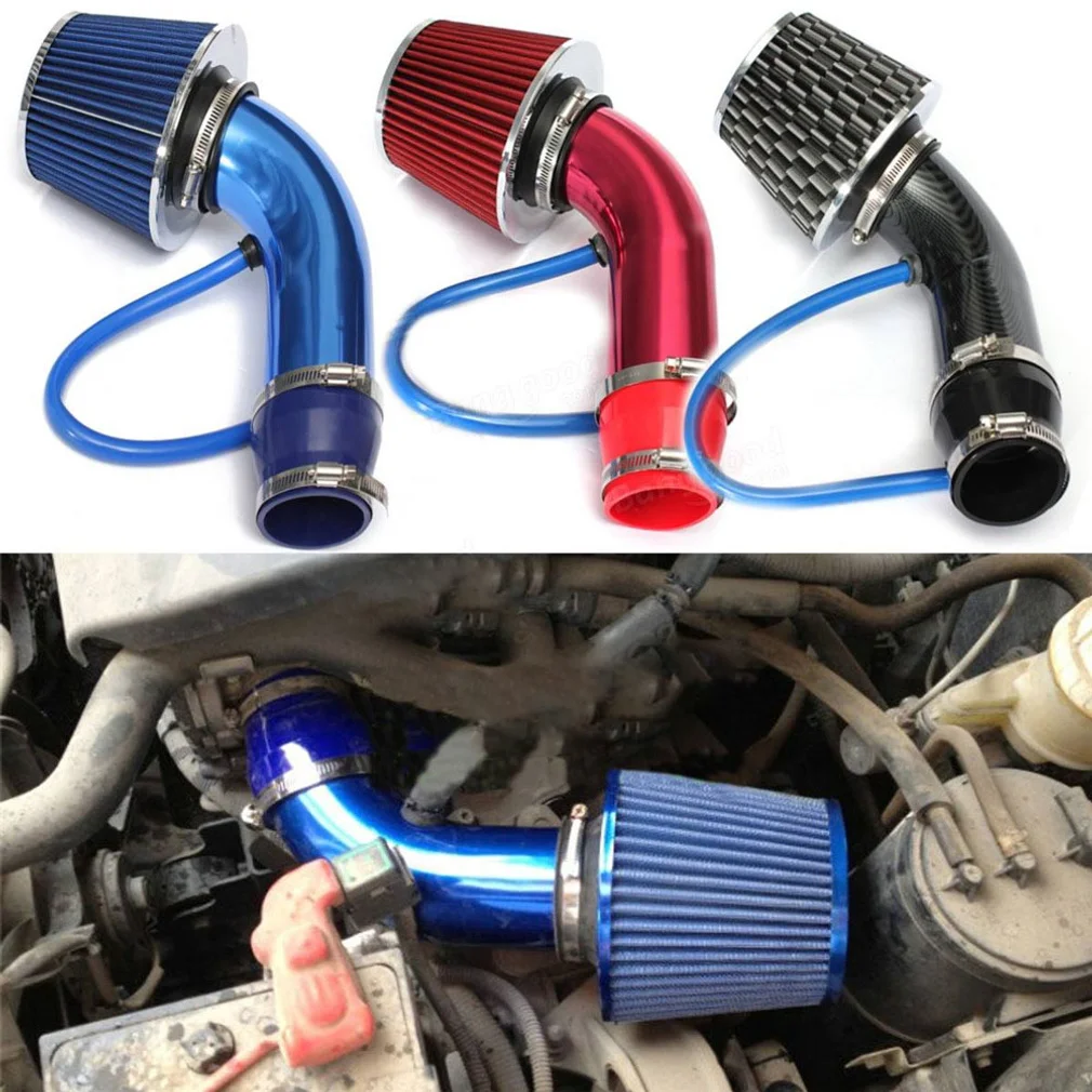 76mm Car Refitted Winter Mushroom Head Air Filter Intake Pipe Filter High Flow High Cold Air Filter Aluminum Pipe Kit