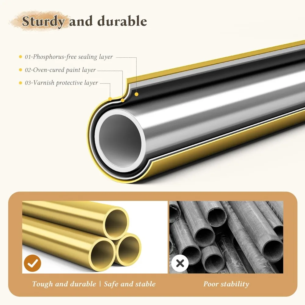 رف ملابس ذهبي حديث عالي 67.3 بوصة مع مساحة تخزين من طبقتين لعرض البوتيك #6