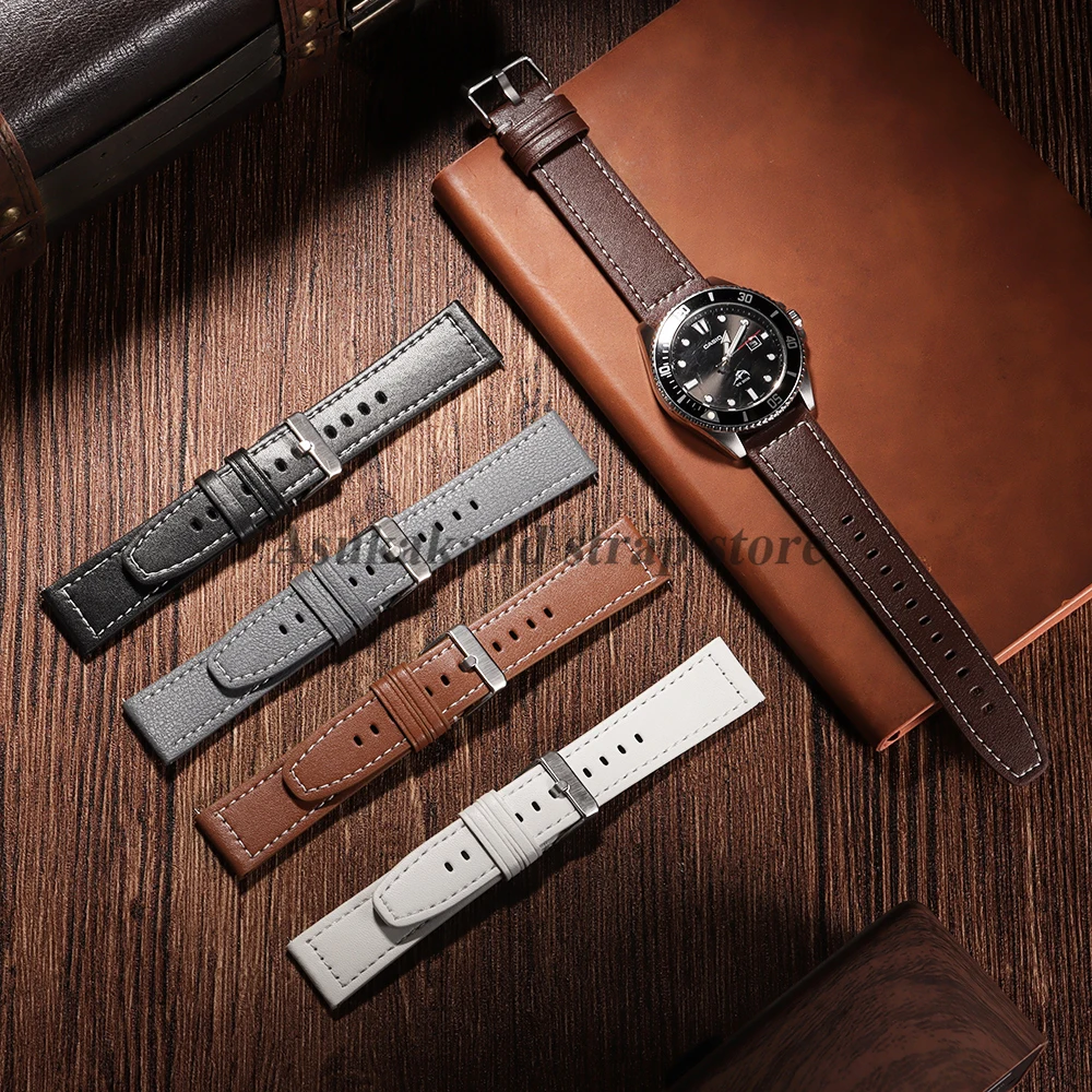 Коричневый кожаный ремешок для часов 20 мм 22 мм для Seiko для Omega, универсальный женский и мужской быстросъемный браслет из воловьей кожи