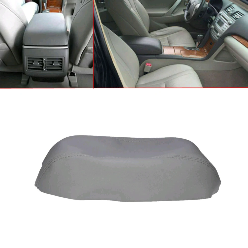 Waterproof Soft Leather Center Console Lid Armrest Cover Skin Gray Fits 2007-2011 Toyota Camry Interior Parts Car Accessories