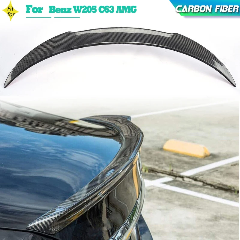 Carbon Fiber Car Rear Trunk Spoiler Wings for Mercedes Benz  Class W205 C63 AMG Coupe 2015-2017 Rear Spoiler Boot Lid Wing Lip