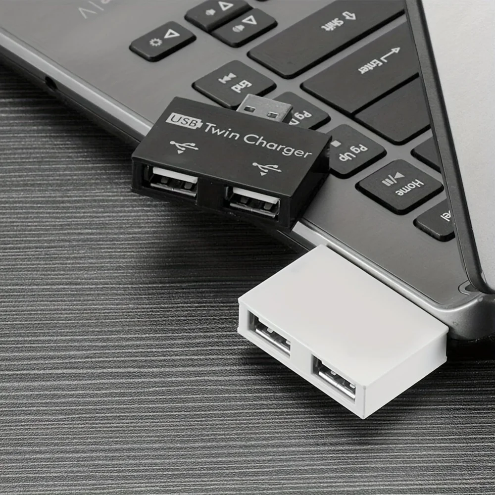 Compact USB 2.0 Splitter Converter One Male Port Split Into Two Female Ports Plug And Play Electronic Charging Accessories USB-C