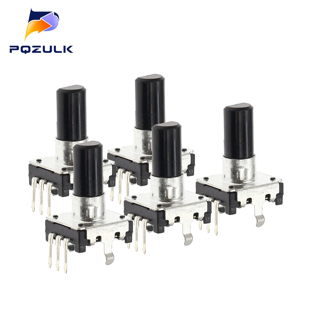 5PCS EC12 360 Degree Rotary Encoder RE12 Audio Encoder Coding 3Pin 24 Position With Push Button Switch Handle 15mm