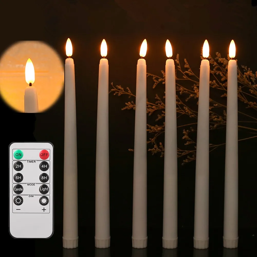 Candele coniche a LED senza fiamma con candela elettronica tremolante remota Illuminazione da tè avorio/bianco per decorazioni natalizie per la casa di Halloween