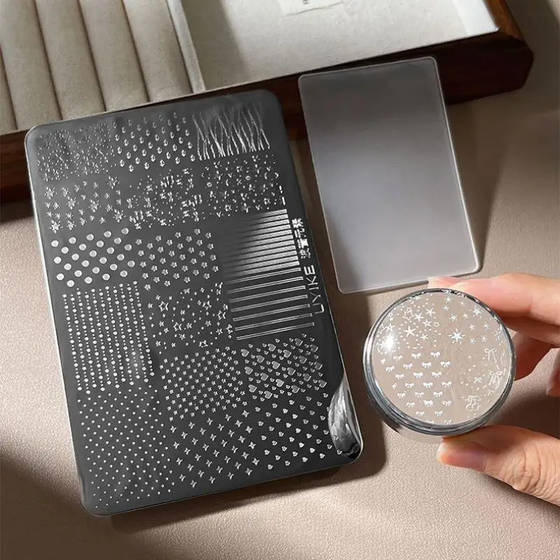 Nail Stamping Plates Striped Star Dot Pattern French Stainless Steel Stencil Nail Art Transfer Template Manicure Tool