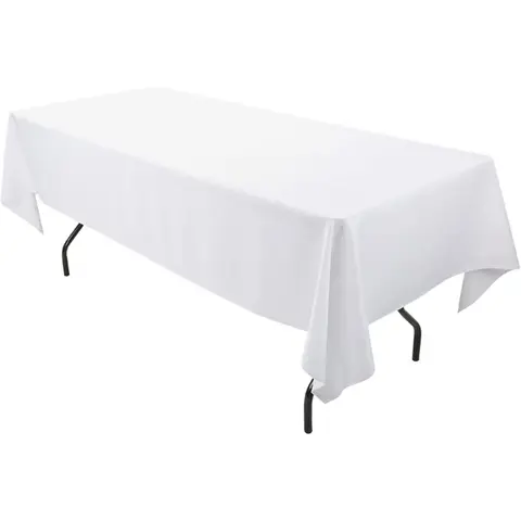 READOR 12Pcs Rectangle Tablecloth Washable Polyester White Party Banquet Wedding Table Cloths for Events