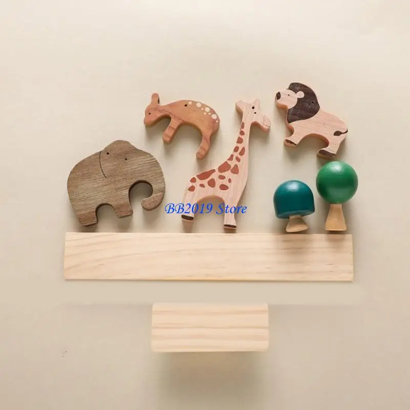Q0KB Baby Wooden Toy Dinosaur Balance Animal Balanço Toy Toy Criança Educacional Bloco Educação Conjunto Coordenação para