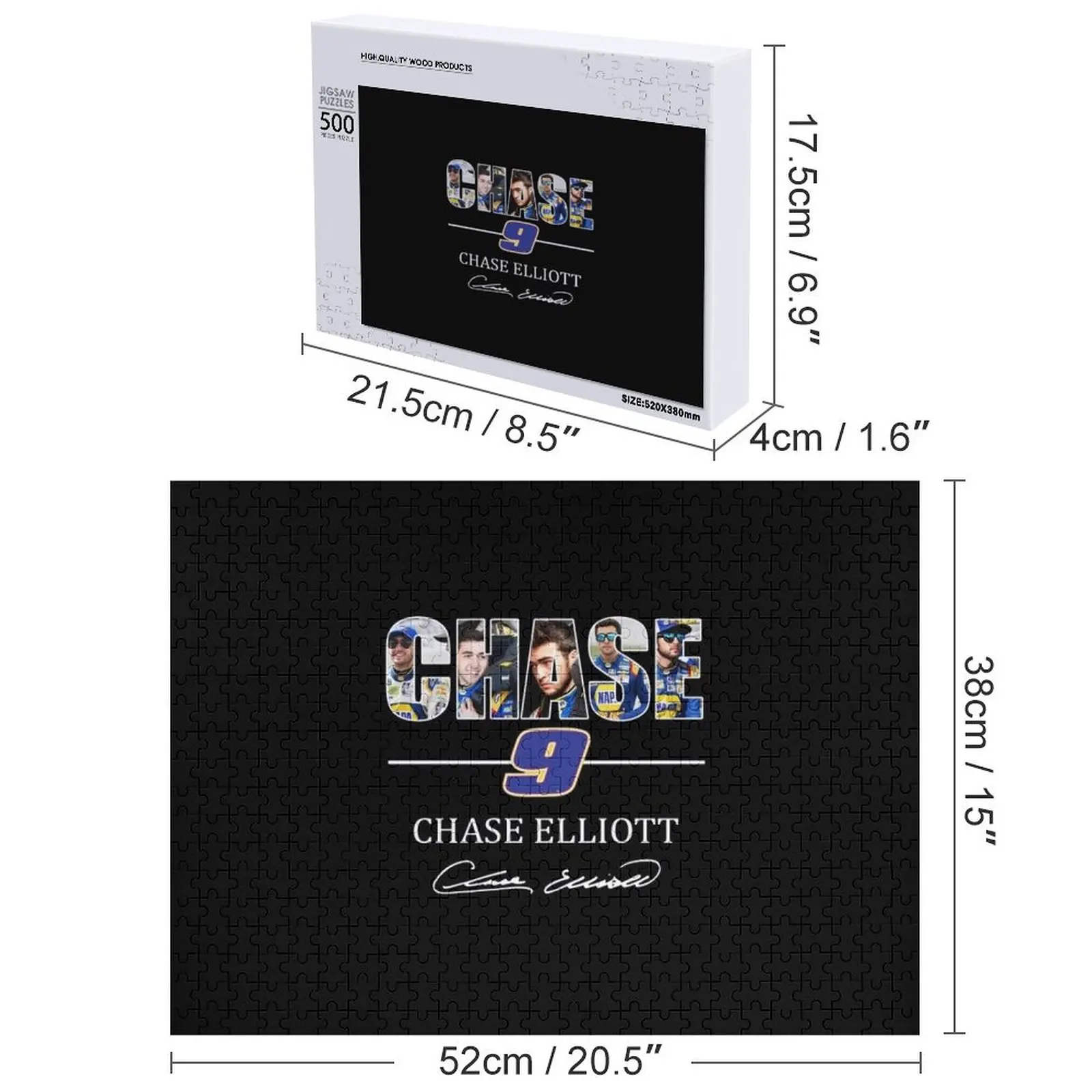 هدايا Chase 9 Chase Elliott Signature للمعجبين، للرجال والنساء، أحجية الصور المقطوعة هدية عيد الميلاد
