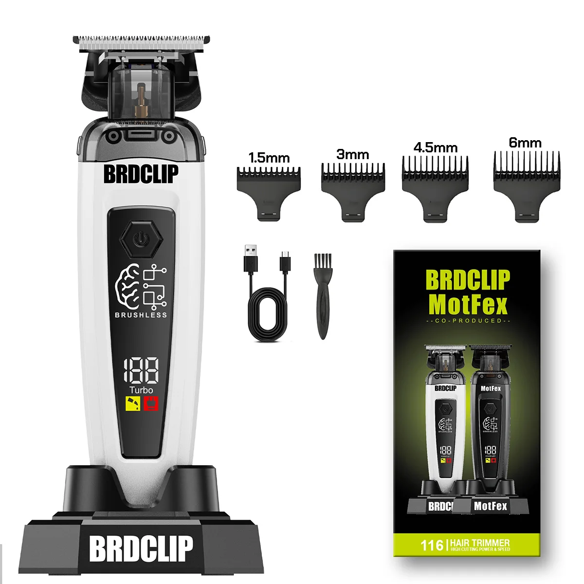 BRDCLIP 106B 116 7500 RPM Borstelloze Motor Haar Snijmachine Kit Professionele Tondeuse Kapper Salon Tondeuse voor Mannen