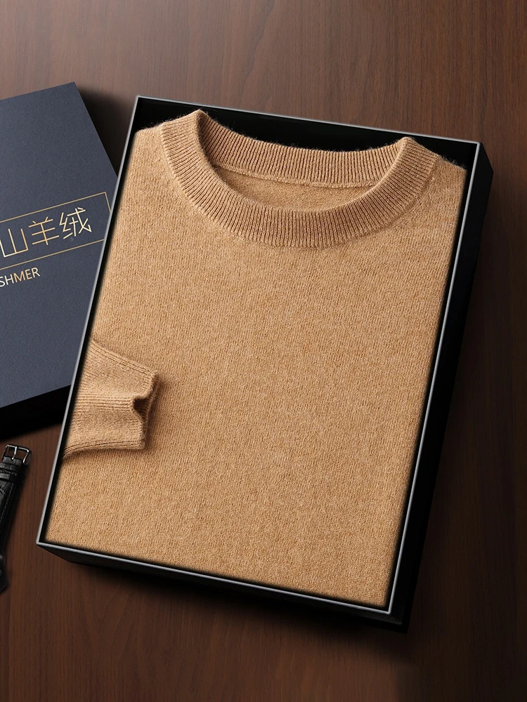 CHICUU Men 100% Cashmere Sweater O-neck Pullover Autumn Winter Cashmere Knitwear Smart Casual Style Clothing Luxury Tops