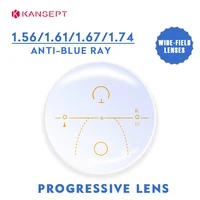 1,56 1,61 1,67 1,74 lente graduada óptica multifocal asférica con rayos antiazules de forma libre amplio campo de visión UV400