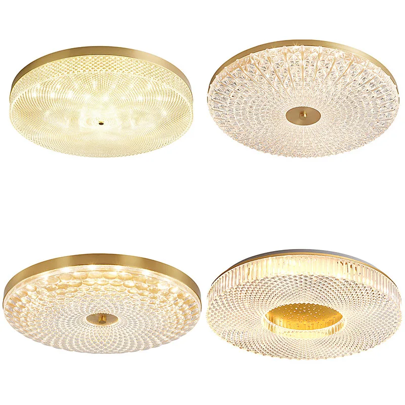 New Light Luxury Led Round Acrylic Ceiling Lamp Bedroom Modern Living Room Balcony Indoor Copper Lighting For Home