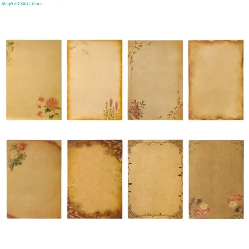 

8 Sheets Antique Stationary Paper Set 6" x 8" Kraft Letter Paper Double Sided