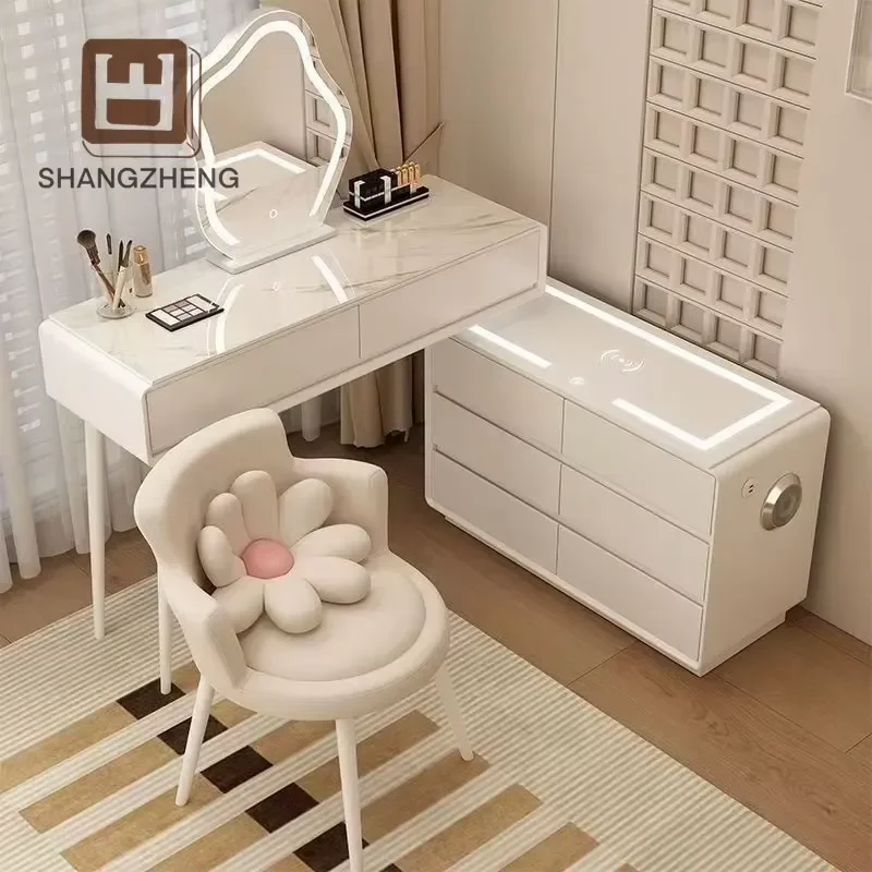 LED Lighted Makeup Vanity Mirror MDF Panel for Bathroom Bedroom Storage Cabinet Compatible with Modern White Wood Style Decor