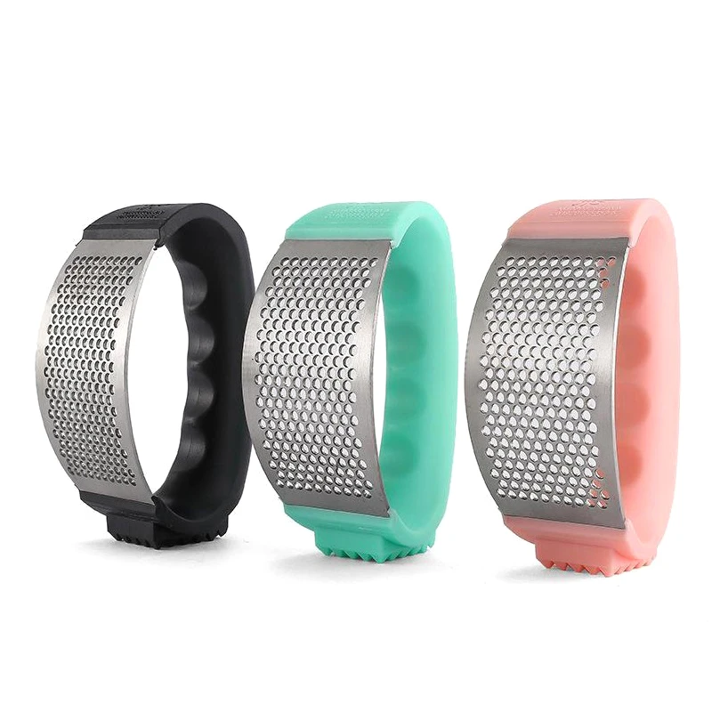 Multi-function Manual Garlic Press Curved Garlic Grinding Slicer Chopper Stainless Steel Garlic Presses Cooking Gadgets Tool