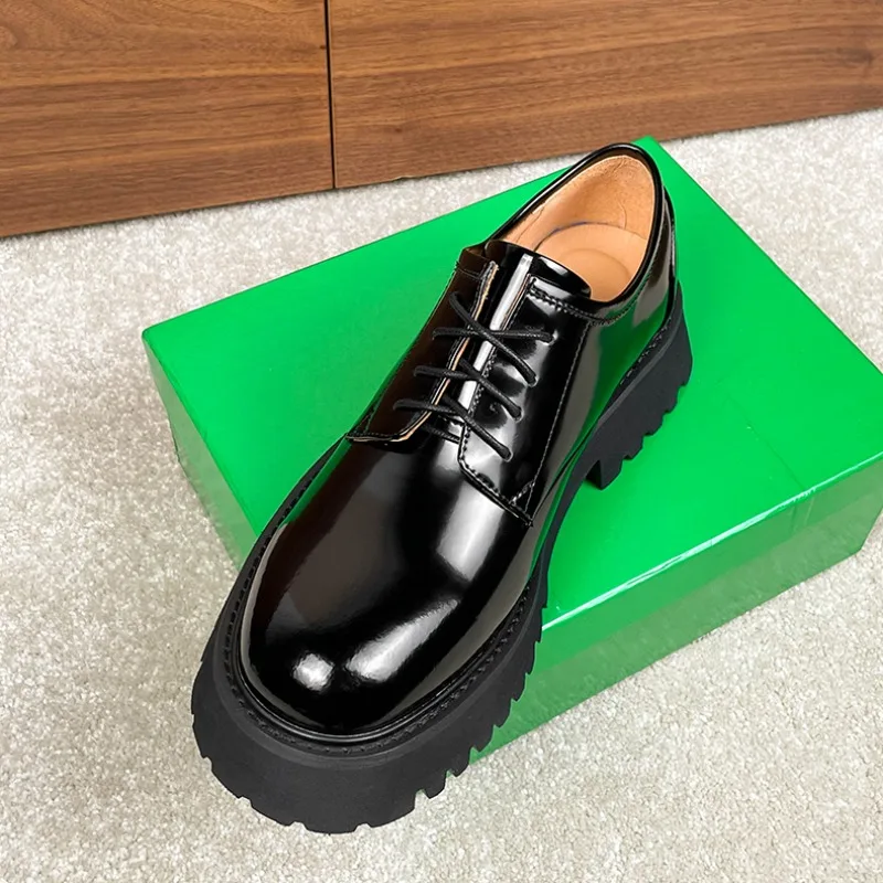 

New British Style Derby Shoes Men Business Dress Thick Sole Height Increase Genuine Leather Wedding Shoes Male Fashion Oxfords