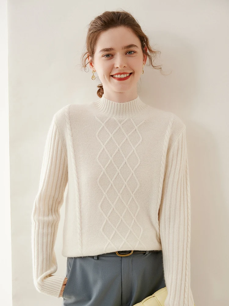 Осенне-зимние пуловеры с ложным воротником, 100% кашемировый свитер для женщин, утепленный теплый кашемировый базовый вязаный свитер, корейские модные топы