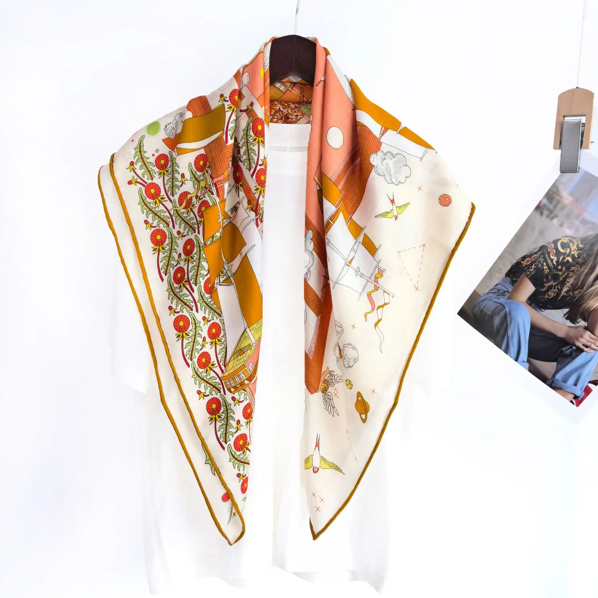 90CM Silk Wool Blend Scarf Women Head Neck Shawls Winter Brand Accessories Cashmere Scarves Luxury Hand Rolled Bandanas