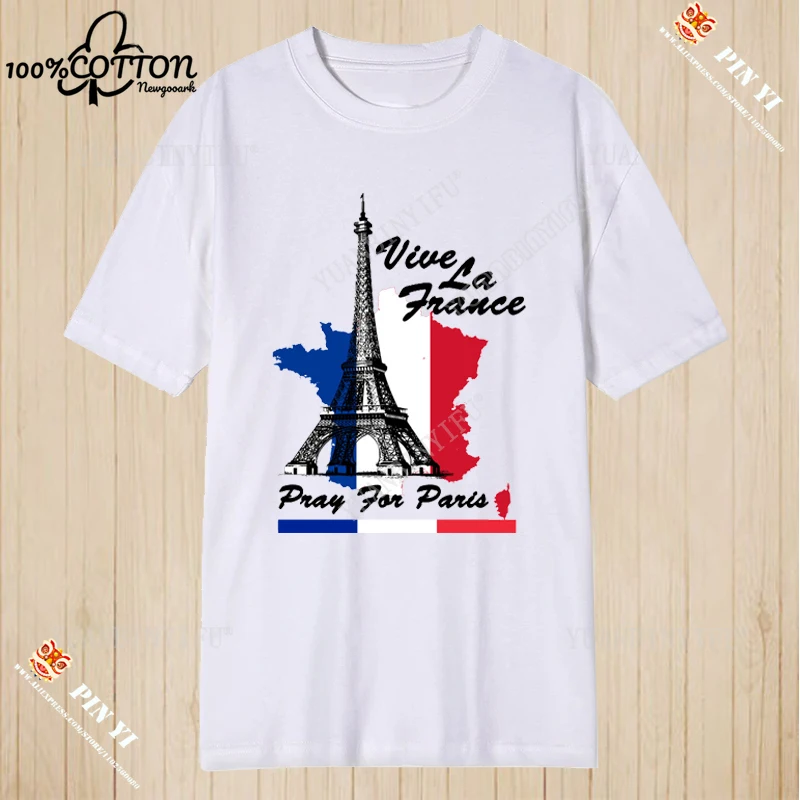 Paris Tower France Print T-Shirt - A Stylish and Casual Cotton T-shirt for Both Men and Women Summer O-neck Short-sleev