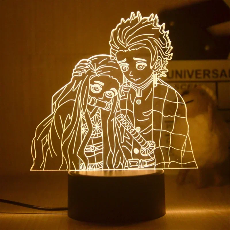 Night Light Anime Demon Slayer Agatsuma Zenitsu Figure for Kids Child Bedroom Decor Kamado Tanjirou Nezuko Cool Led Lamp Gifts