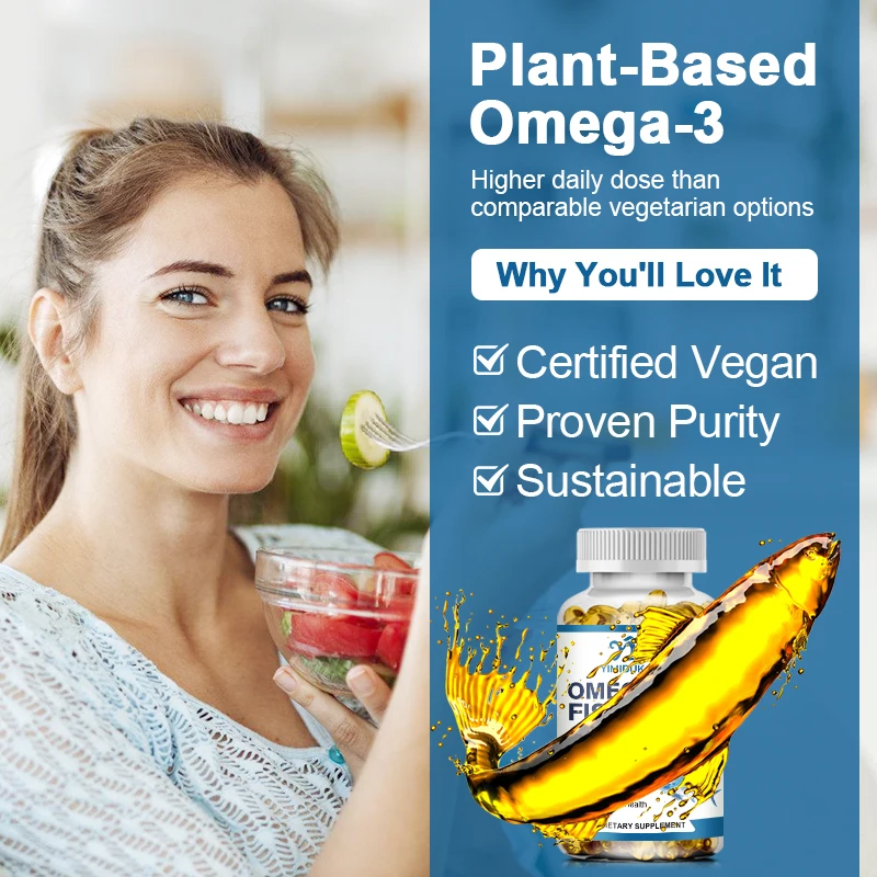 Omega-3น้ำมันปลาเข้มข้น-ด้วย EPA & DHA-ส่งเสริมสมองและสุขภาพหัวใจ-อาหารเสริมแคปซูลน้ำมันปลา-ไม่ใช่จีเอ็มโอ