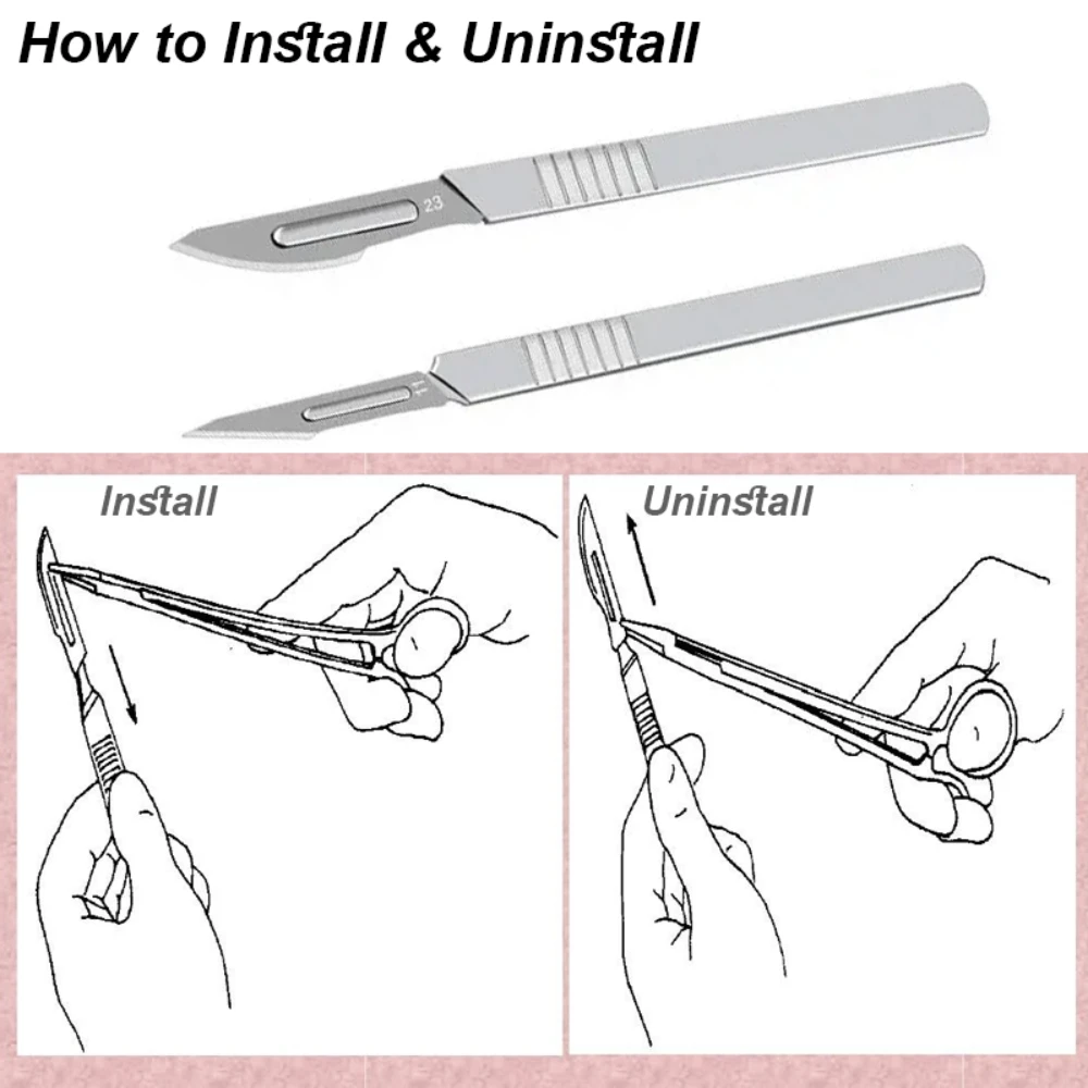 High Quality Blade Scalpel Handle Automatic Blade Dental Disposable Sterile Remove Scalpel Stainless Steel Handle Carving Knife view 2