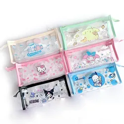 12pcs/lot Sanrio Kitty Pochacco Pencil Case Transparent Melody Kuromi Pencil Box Stationery Cosmetic Bag School Supplies