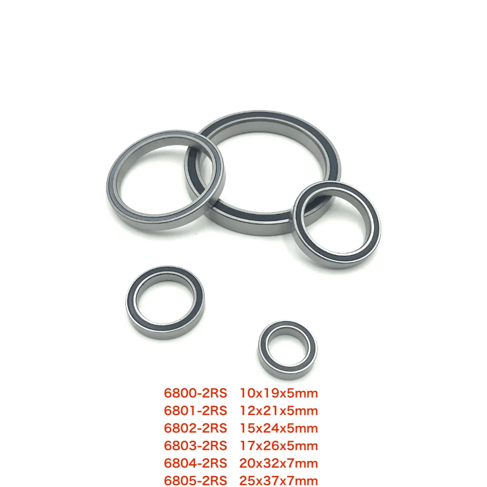 5-15pcs/Lot 6800-2RS , 6801-2RS , 6802-2RS , 6803-2RS , 6804-2RS , 6805-2RS Rubber Thin Wall Deep Groove Ball Miniature Bearing