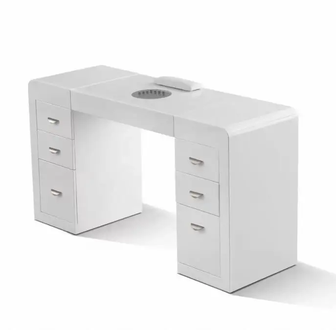 Hot Sale Modern Beauty Salon Nail Furniture French Style High Gross Manicure Table With Dust Collector