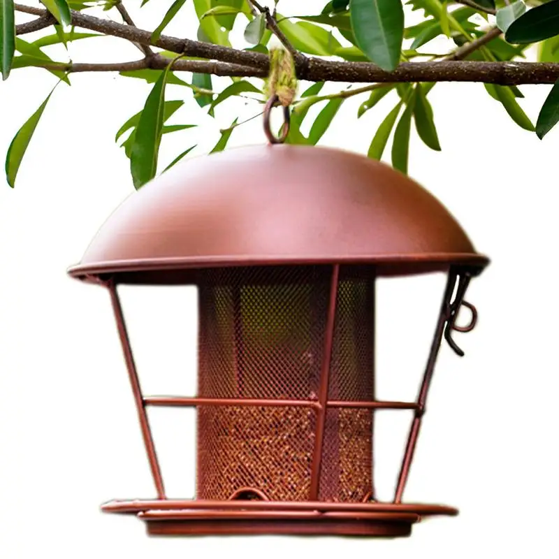 

Squirrel Proof Bird Feeders Metal Bird Feeder For Outside 4 Feeding Ports Round Roof Design Hang Decoration Garden Decoration