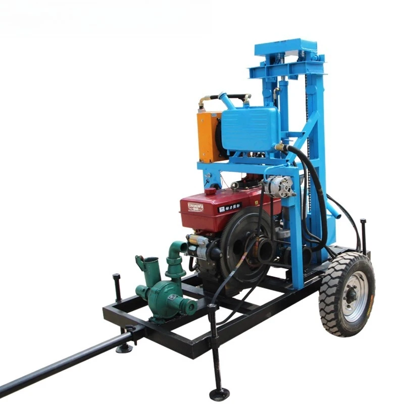 جهاز حفر الآبار معدات منزلية صغيرة 100 م 150 م معدات زراعية هيدروليكية ديزل جهاز حفر آبار المياه