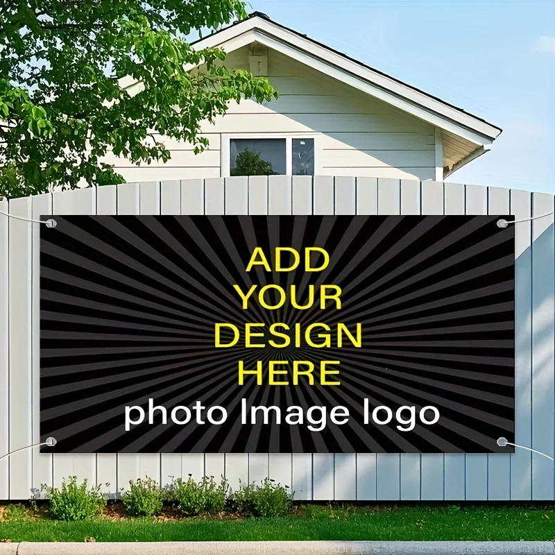 Banner Personalizado para Camping al Aire Libre, Imagen Personalizada con Combinación de Colores, Perforaciones en las Cuatro Es