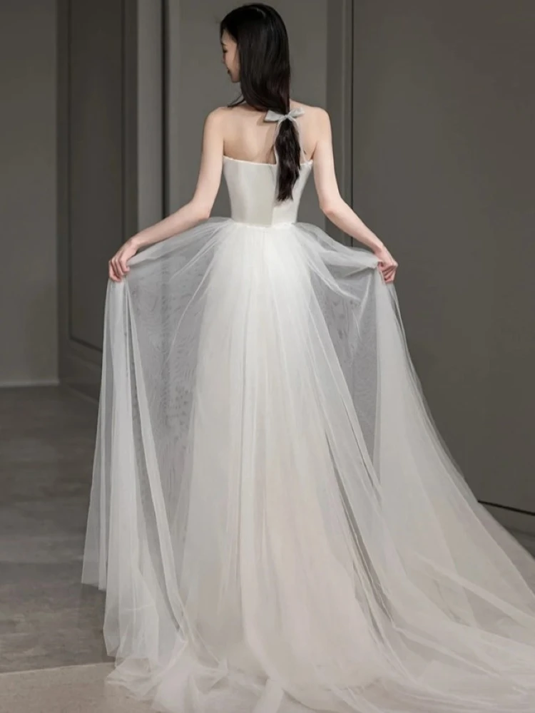 Sexy temperament strapless satin slim fit fishtail wedding dress.(017)