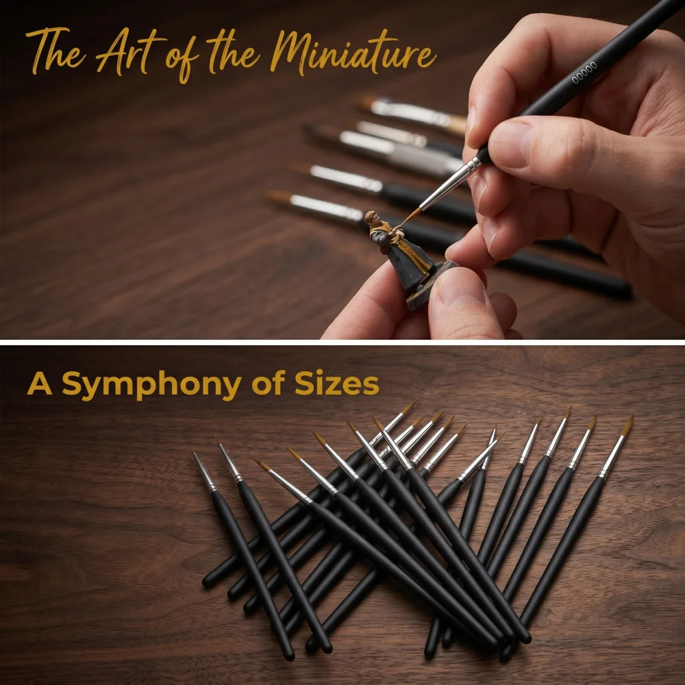 11Pcs Fine Detail Brush Set, Mini Nylon Paint Brushes for Acrylic Oil Watercolor, Beginner Model & Face Painting Art Kit
