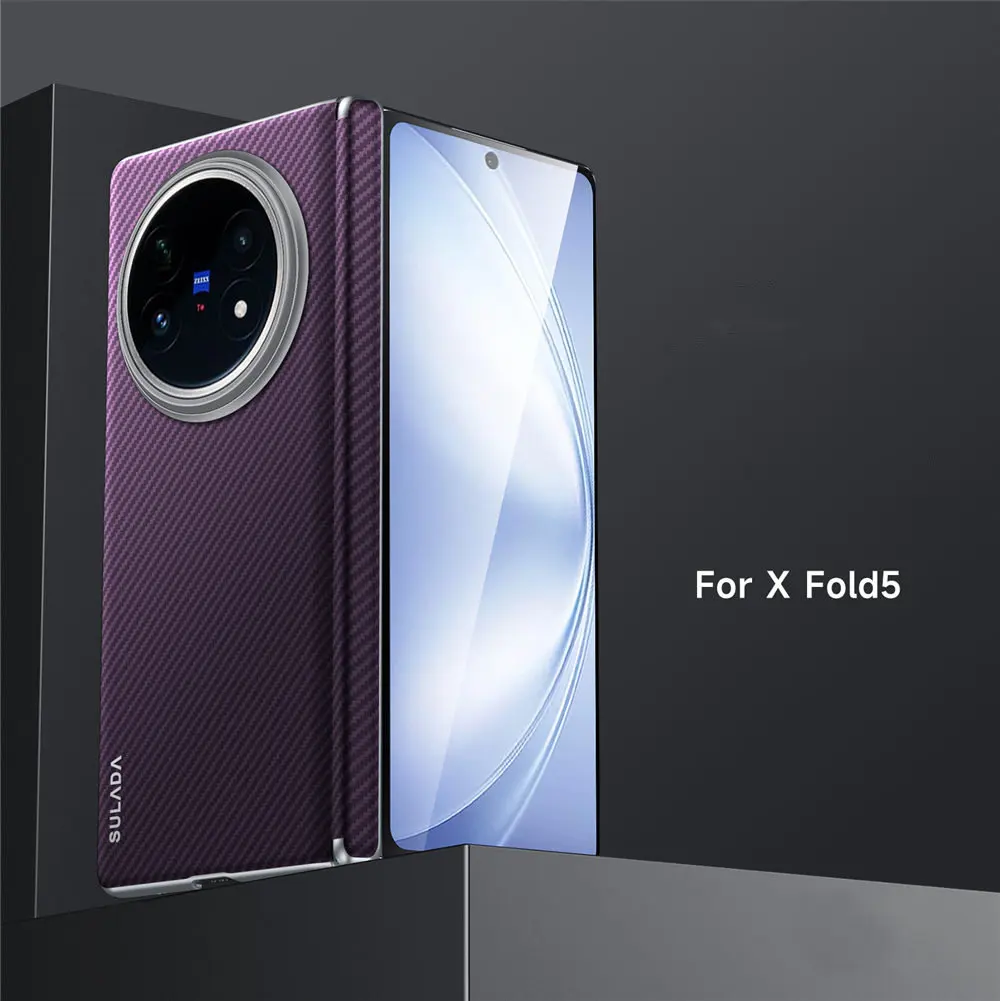 

Чехол Magsafe с рисунком арамидного волокна 600D для Vivo X Fold5, защитная задняя крышка с петлями