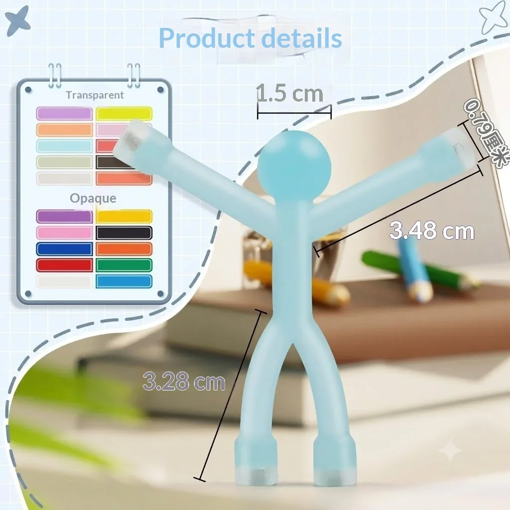 Mini Magnetic Man Toy Stress Relief Strong Magnet Fridge Sticker Keychain Colorful Small Decompression