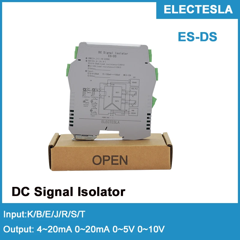

Thermocouple Temperature Transmitter Din rail Mount Temperature Module 4-20 mA 0-10V 1 in 1 out K B J E S T