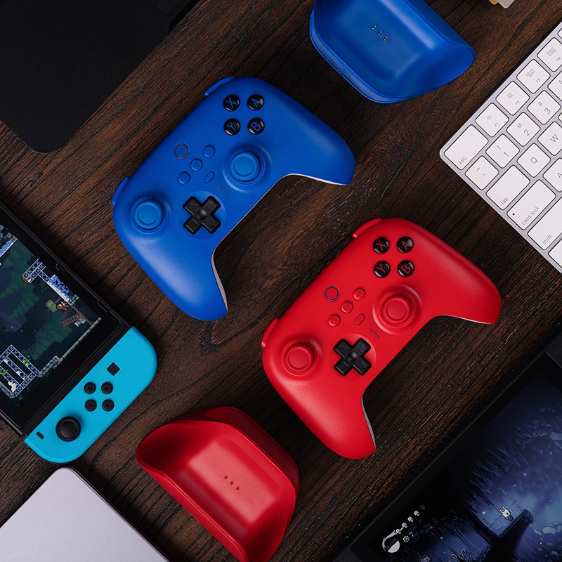 8Bitdo ostateczny kontroler Bluetooth z stacja do ładowania Gamepad z efekt halla czujnikiem Joystick do przełącznika Windows PC